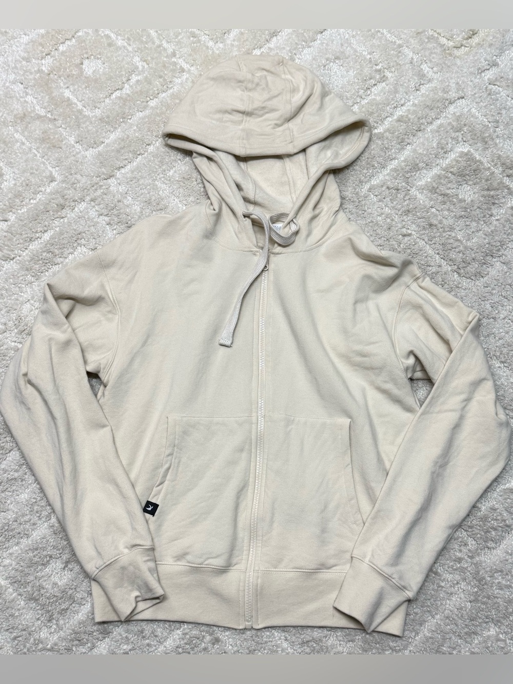 Glyder Zip Up Hoodie Cream Size Medium
